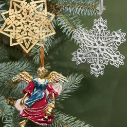 Clearance 2023 Sterling Silver Star And Snowflake Ornament Set Ornaments