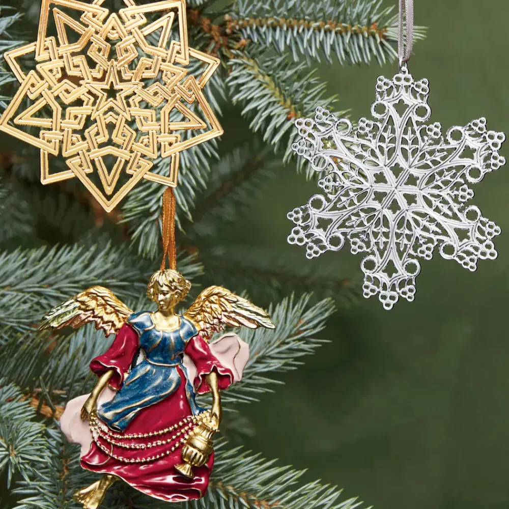 Clearance 2023 Sterling Silver Star And Snowflake Ornament Set Ornaments