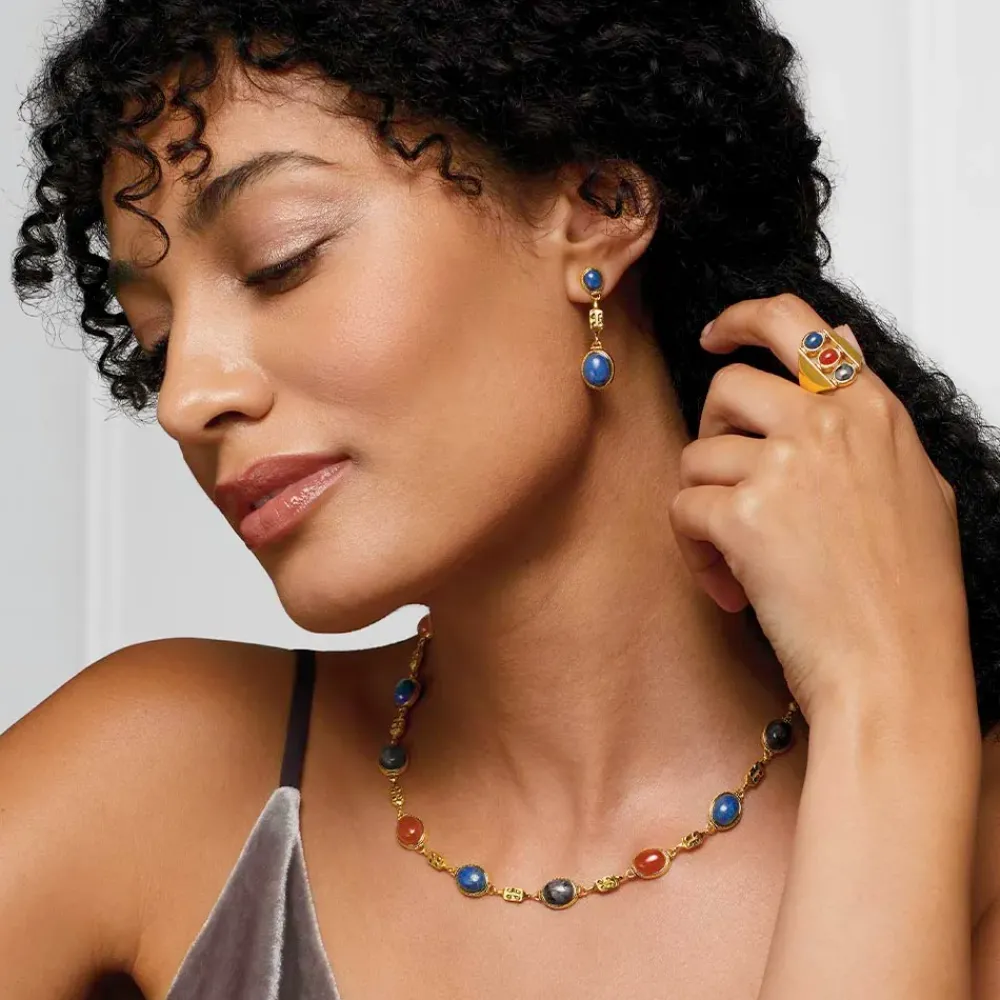 Outlet Ancient Gems Multistone Statement Necklace And Triple-Drop Lapis Earrings Set Jewelry Sets