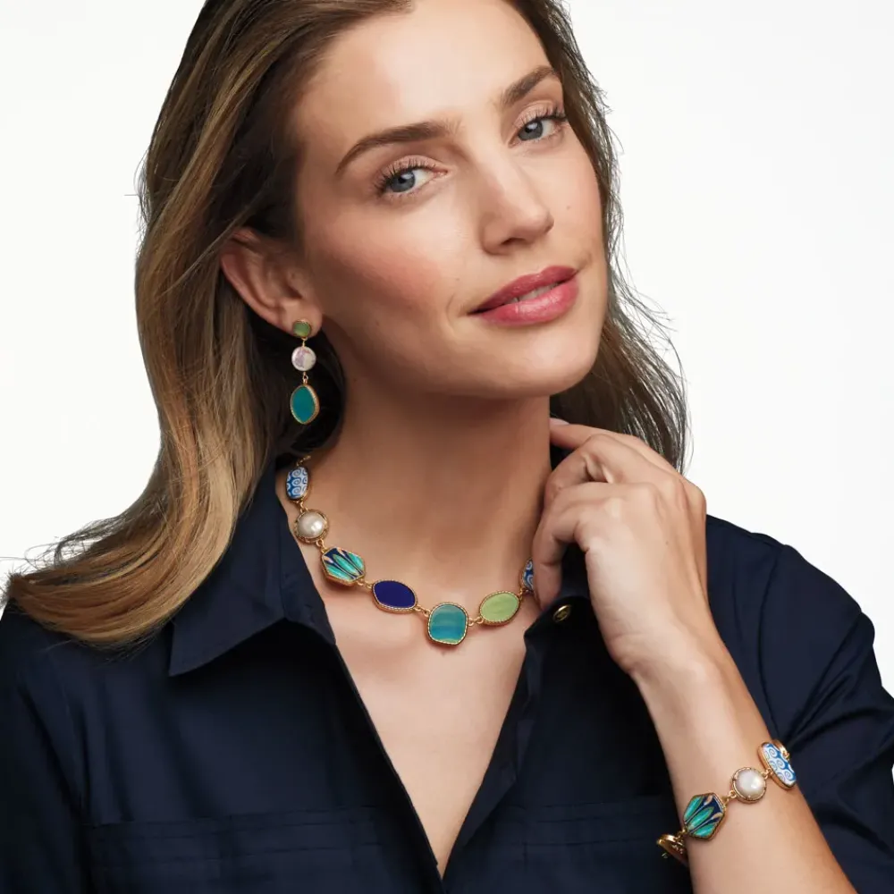 New Ancient Mixed Motifs Glass Statement Necklace Necklaces