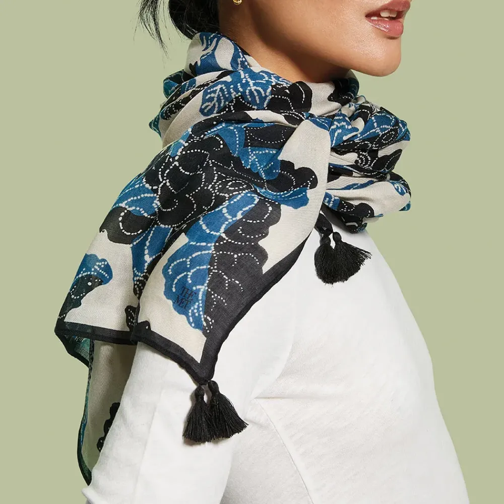Best Blue & White Stylized Birds Oversize Oblong Scarf Scarves & Wraps