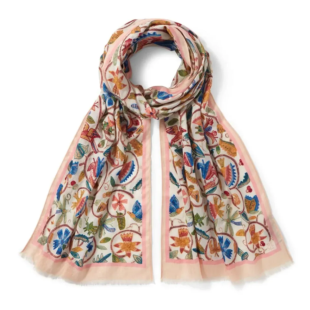 Best British Flowering Vines Embroidered Oblong Scarf Scarves & Wraps
