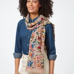 Best British Flowering Vines Embroidered Oblong Scarf Scarves & Wraps