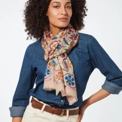 Best British Flowering Vines Embroidered Oblong Scarf Scarves & Wraps