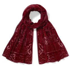 Hot Chinese Phoenixes And Peonies Oblong Velvet Burnout Scarf Scarves & Wraps