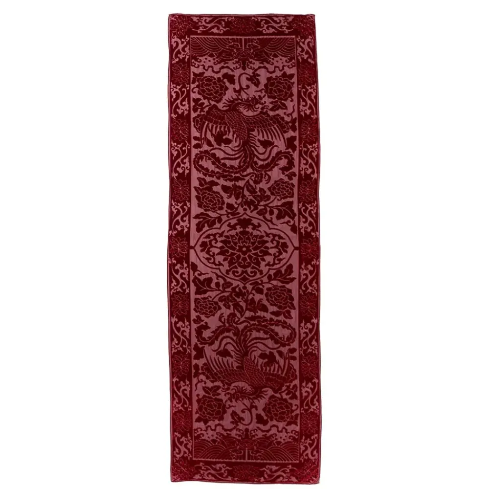 Hot Chinese Phoenixes And Peonies Oblong Velvet Burnout Scarf Scarves & Wraps