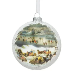 Hot Currier & Ives Snowscapes Glass Disc Ornament Set Ornaments