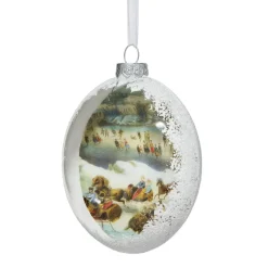 Hot Currier & Ives Snowscapes Glass Disc Ornament Set Ornaments