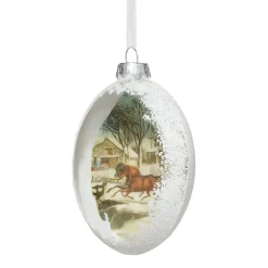 Hot Currier & Ives Snowscapes Glass Disc Ornament Set Ornaments