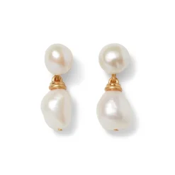 Fashion Cypriot Twist Pearl Double-Drop Earrings Earrings
