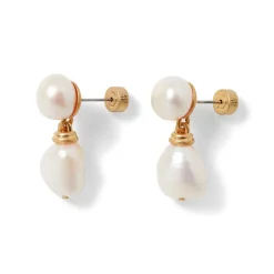 Fashion Cypriot Twist Pearl Double-Drop Earrings Earrings