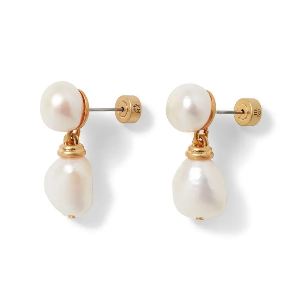 Fashion Cypriot Twist Pearl Double-Drop Earrings Earrings