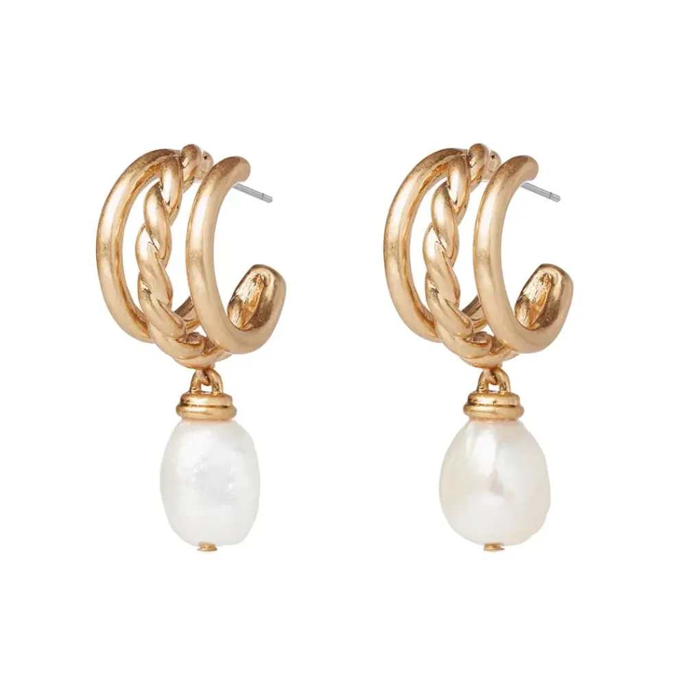 Discount Cypriot Twist Pearl Triple-Hoop Earrings Earrings