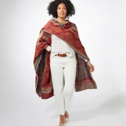 Clearance Egyptian Antinopolis Mosaic-Pattern Oversize Ruana Clothing