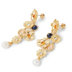 Hot Floral Cluster Statement Drop Earrings Earrings