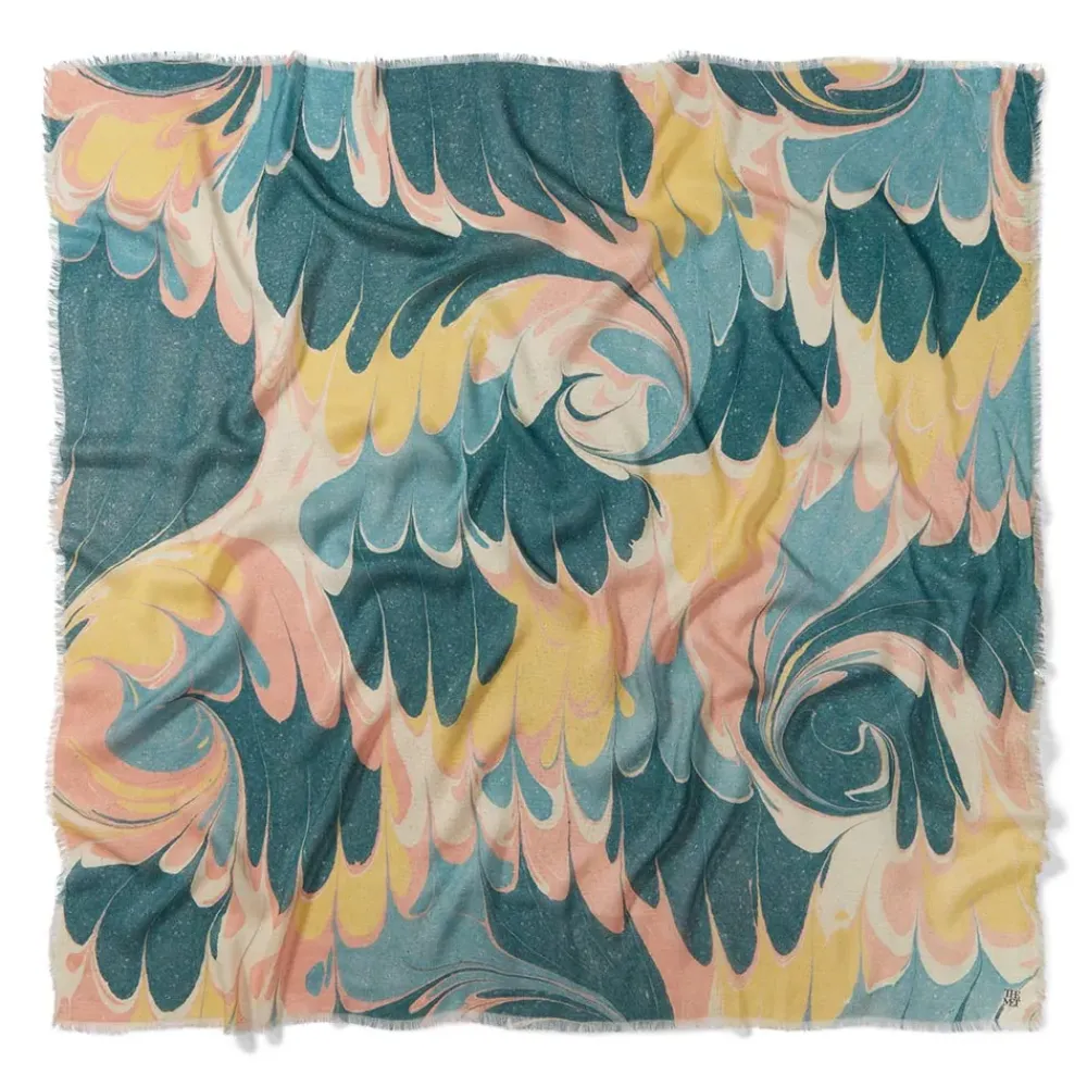Best French Marbled Paper Square Silk Scarf Scarves & Wraps