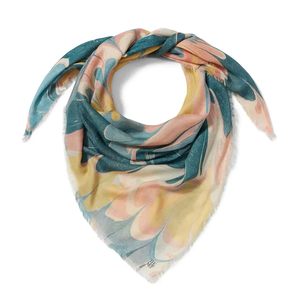 Best French Marbled Paper Square Silk Scarf Scarves & Wraps