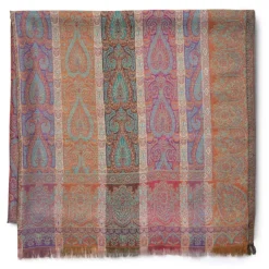 Sale French Paisley Striped Oversize Wool-Blend Shawl Scarves & Wraps