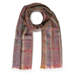 Sale French Paisley Striped Oversize Wool-Blend Shawl Scarves & Wraps