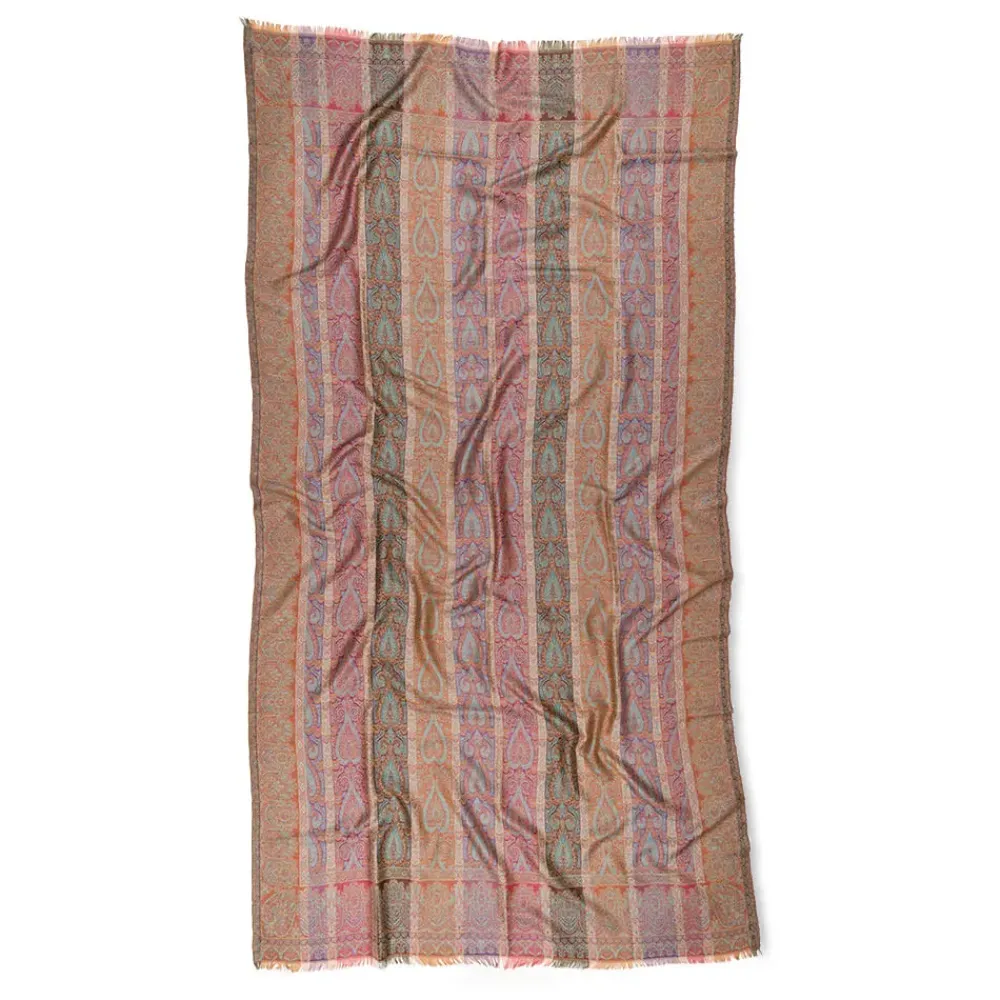 Sale French Paisley Striped Oversize Wool-Blend Shawl Scarves & Wraps