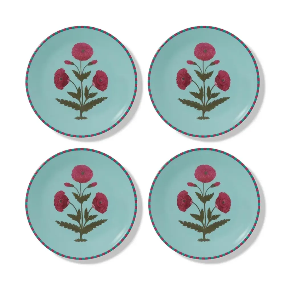 Hot Good Earth Blooming Poppies Salad Plate Set Tableware