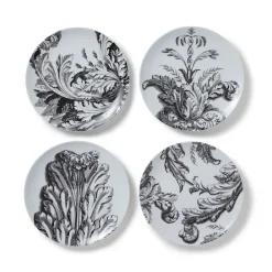 New Italian Etched Leaves Side Plate Set Tableware