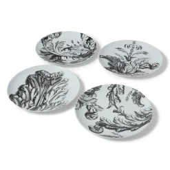 New Italian Etched Leaves Side Plate Set Tableware