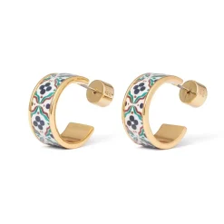 Best Iznik Cintamani Enamel Hoop Earrings Earrings