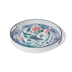 Best Iznik Garden Round Lacquer Tray Decorative Accents