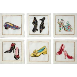 Online Kim Seybert Embroidered Shoes Linen Cocktail Napkin Set Tableware
