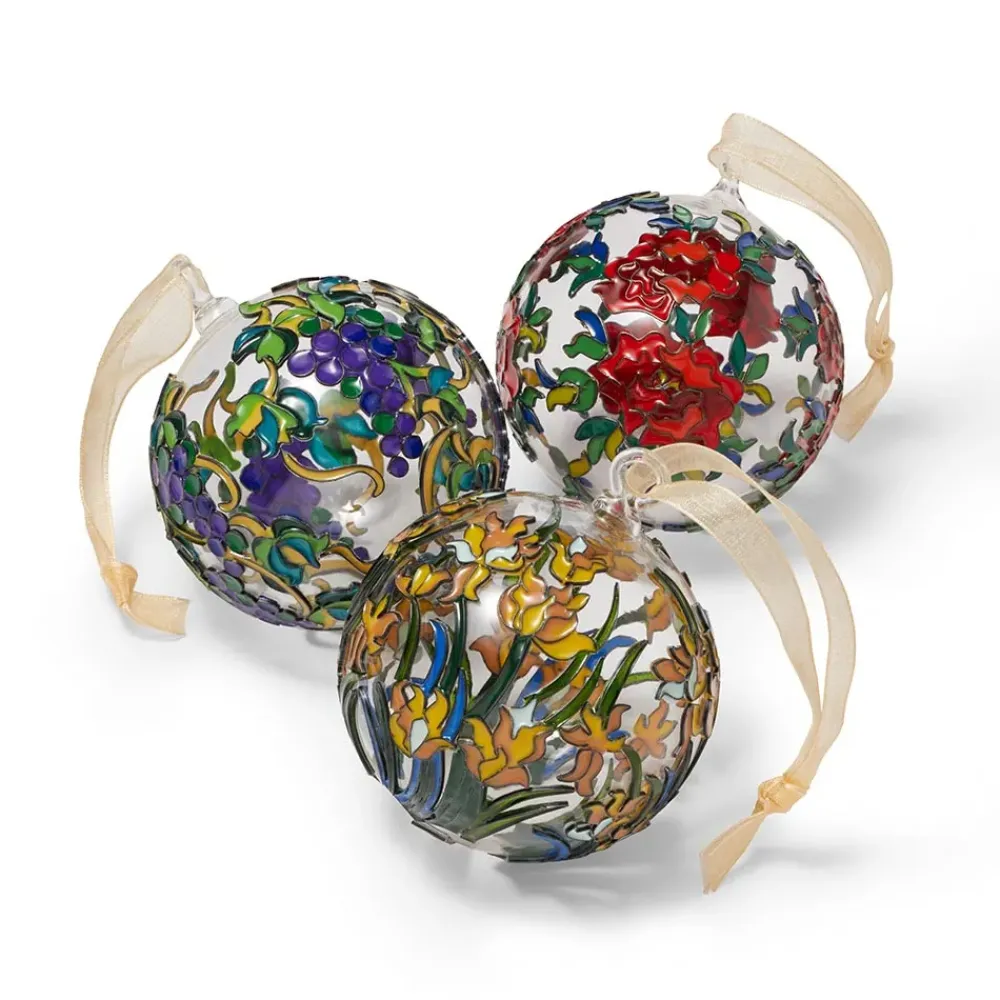 Online Louis C. Tiffany Flora Cloisonne Ornament Set Ornaments