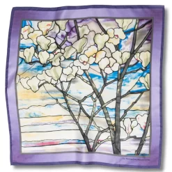 New Louis C. Tiffany Magnolias And Irises Silk Neckerchief Scarves & Wraps