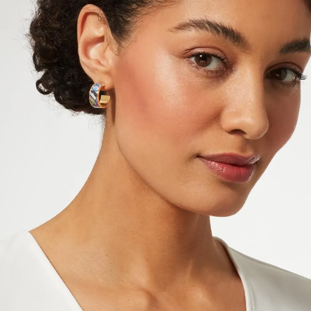 Discount Magnolias And Irises Enamel Hoop Earrings Earrings