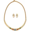 New Medieval Stone Collar Necklace And Hoop Earrings Set Jewelry Sets