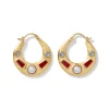 Clearance Medieval Stone Crescent Hoop Earrings Earrings
