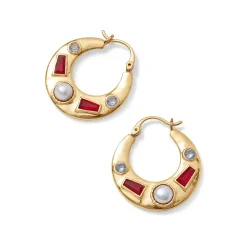 Clearance Medieval Stone Crescent Hoop Earrings Earrings