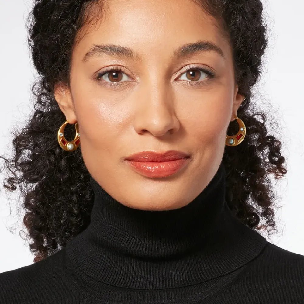 Clearance Medieval Stone Crescent Hoop Earrings Earrings