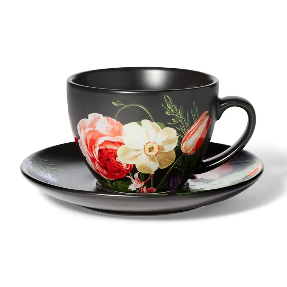 Hot Midnight Garden Teacup And Saucer Tableware