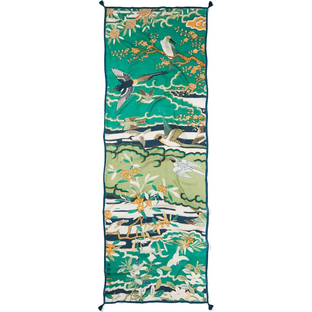 New Ming Birds And Flowering Branches Oversize Oblong Scarf Scarves & Wraps