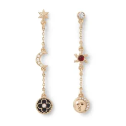 Clearance Moonface And Crescent Drop Earrings Earrings