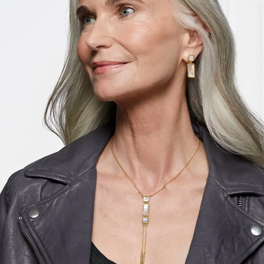 Clearance Mother-Of-Pearl Tile Double-Drop Earrings Earrings