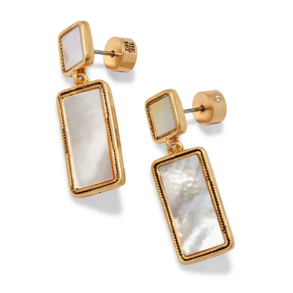 Clearance Mother-Of-Pearl Tile Double-Drop Earrings Earrings