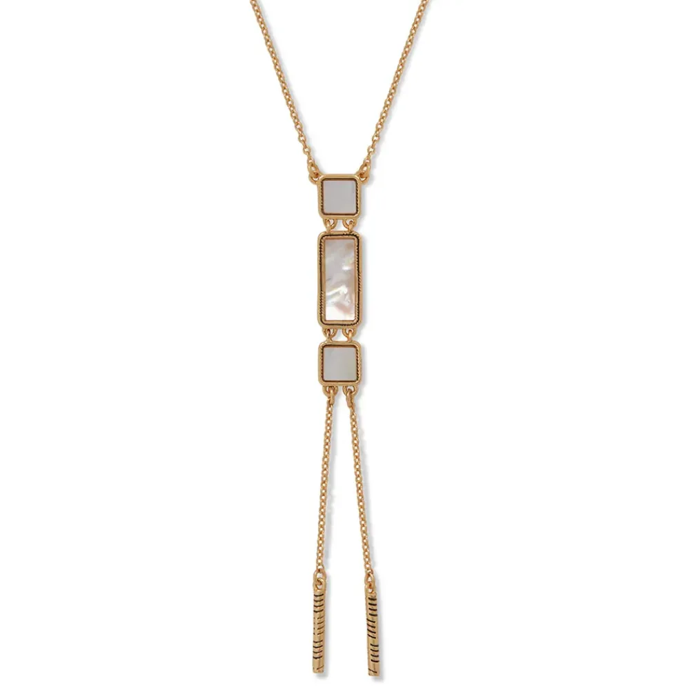 Hot Mother-Of-Pearl Tile Double Lariat Necklace Necklaces