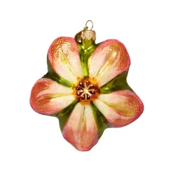 Outlet Orange Poinsettia Glass Ornament Ornaments