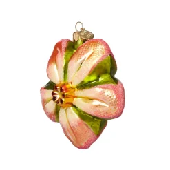 Outlet Orange Poinsettia Glass Ornament Ornaments