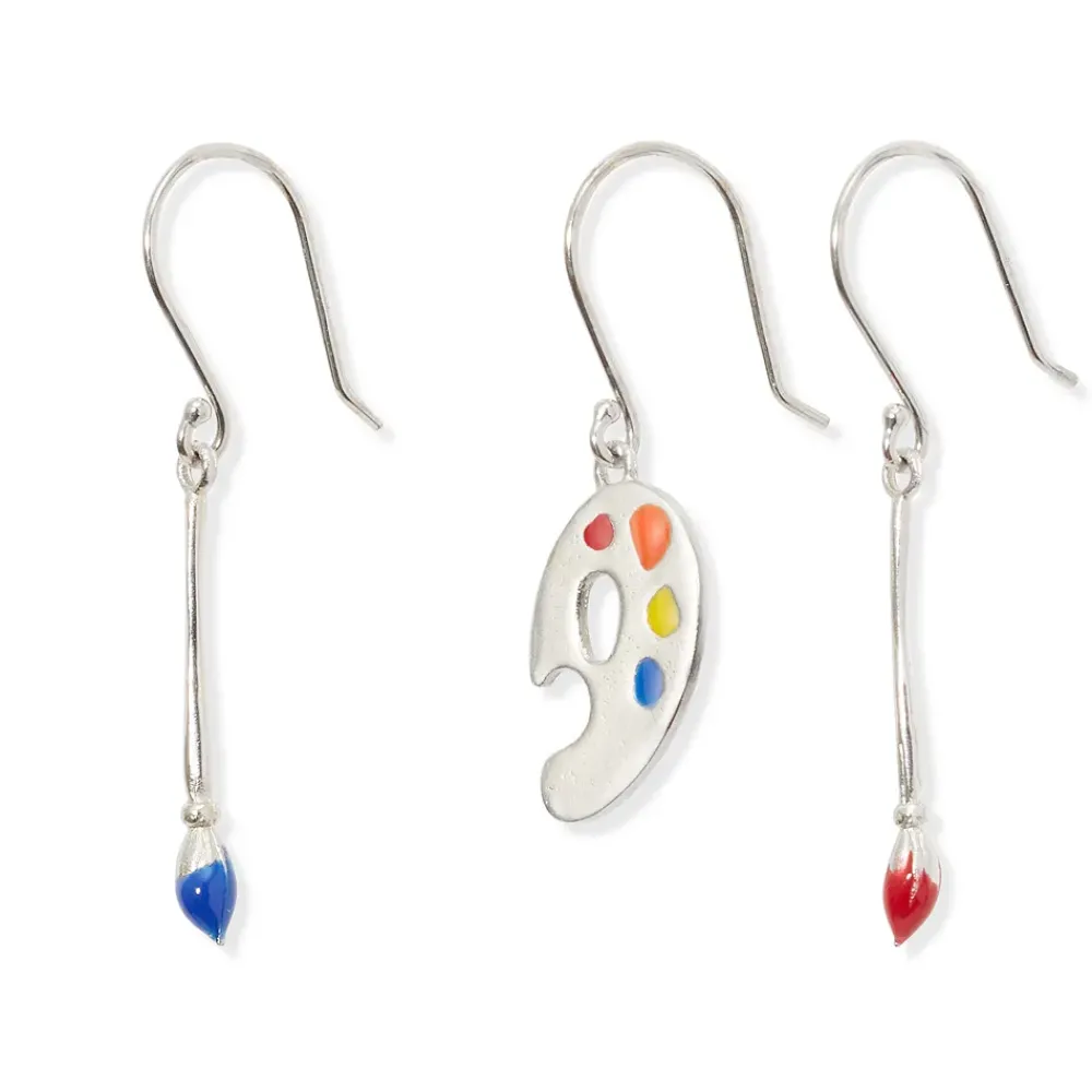 Hot Paintbrush And Palette Drop Earrings Earrings