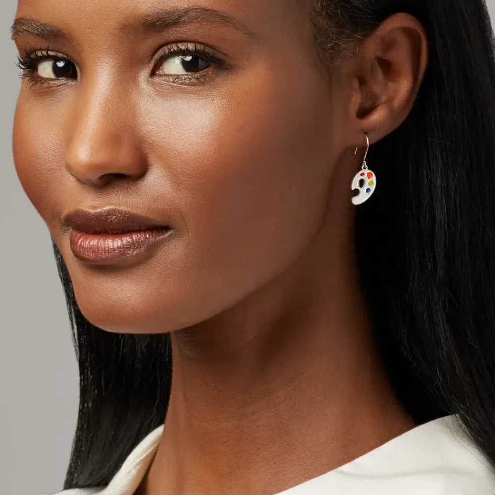 Hot Paintbrush And Palette Drop Earrings Earrings