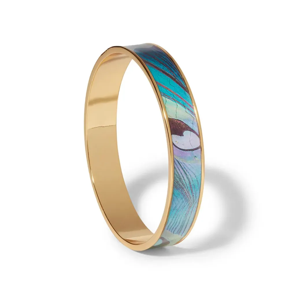 Discount Peacock Feather Enamel Bangle Bracelets