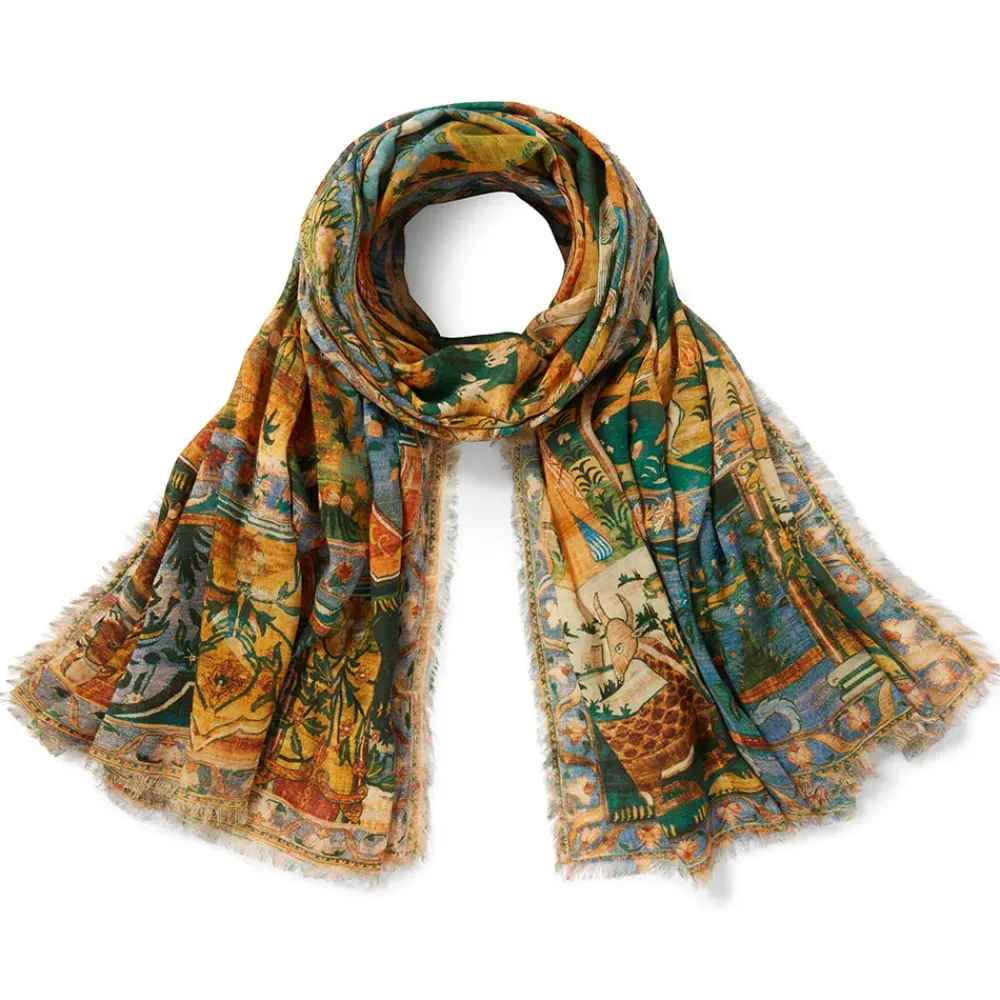 Clearance Persian Pictorial Textile Oversize Oblong Scarf Scarves & Wraps