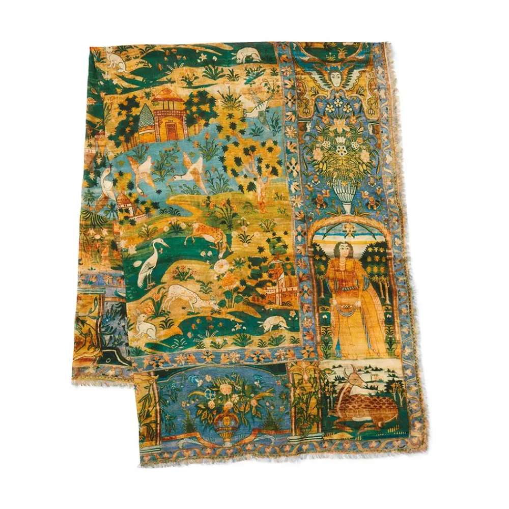 Clearance Persian Pictorial Textile Oversize Oblong Scarf Scarves & Wraps